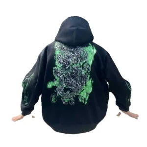 Black & Green-Hellstar Dragon Graphic Hoodie