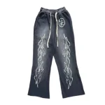 Black Hellstar Sweatpants Classic Flame